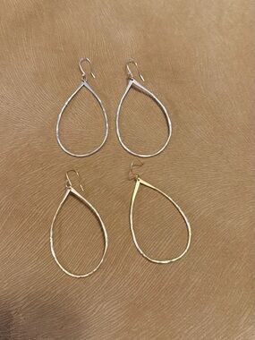 Gold and Silver Teardrop Hoop Earrings - Elegant Women's Jewelry